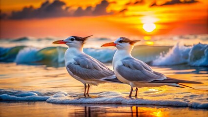 Vintage Malibu Beach Royal Terns: Pacific Ocean Bird Photography