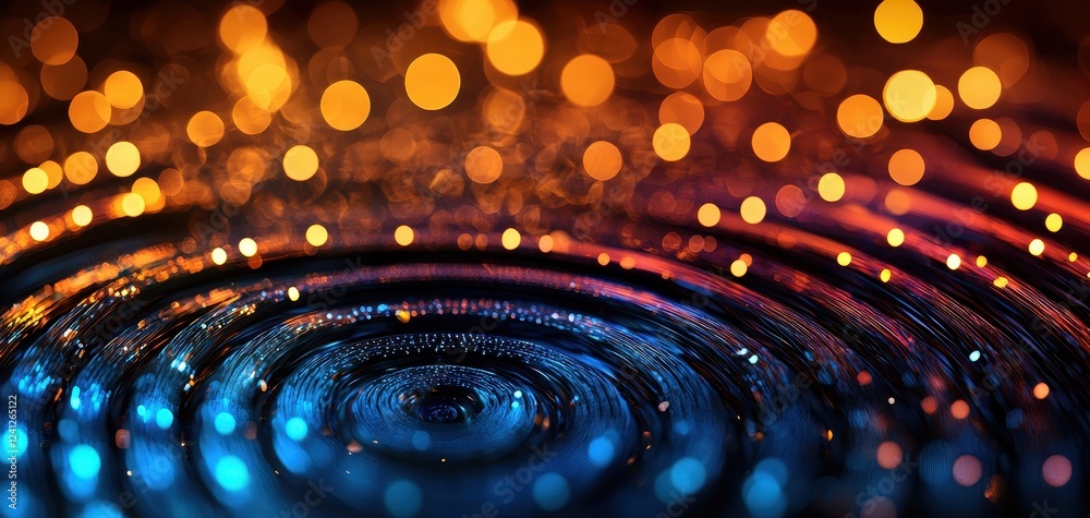 Poster abstract technology background with glowing circles and futuristic motion elements symbolizes the advancement of science and innovation