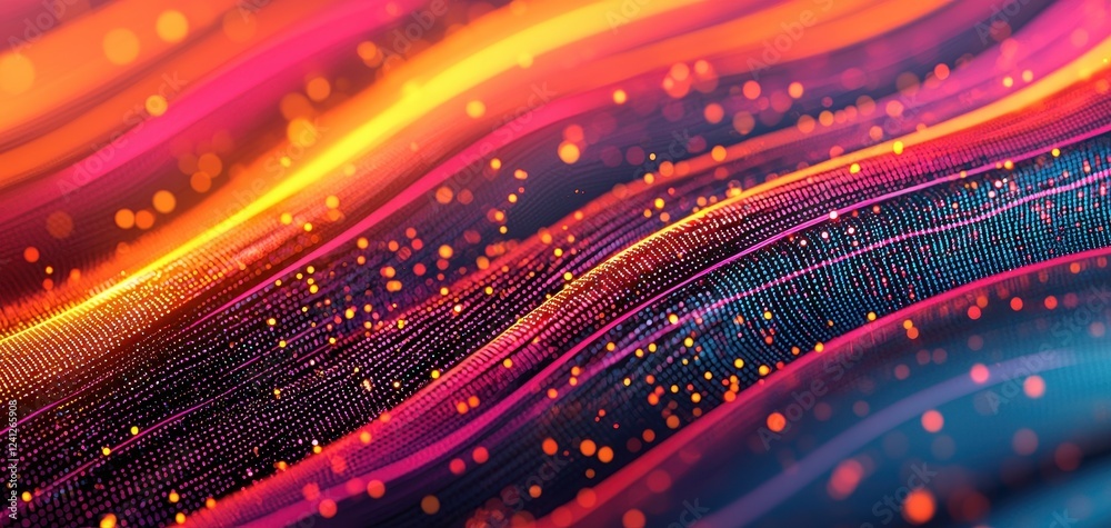 Poster Futuristic red abstract design with glowing stripes and bright motion effects creates a high-tech background illuminated by advanced light technology.