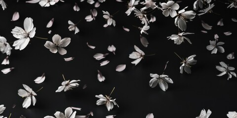 An all-black backdrop featuring subtle, minimalist floating fabric, Gentle and flowing layout