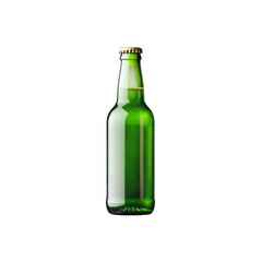 green glass bottle of beer isolated on transparent background