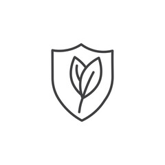 Shield with leafs icons vector icon design