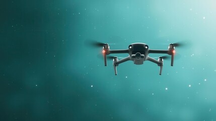 Naklejka premium Futuristic drone delivering physical merchandise instantly while streaming a live product review