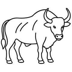 One-Line Buffalo Vector Illustration