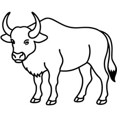 One-Line Buffalo Vector Illustration