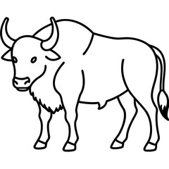 One-Line Buffalo Vector Illustration