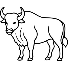 One-Line Buffalo Vector Illustration