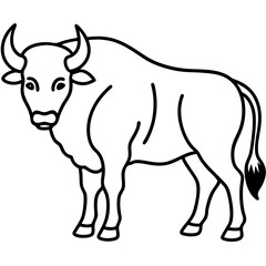 One-Line Buffalo Vector Illustration