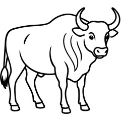 One-Line Buffalo Vector Illustration
