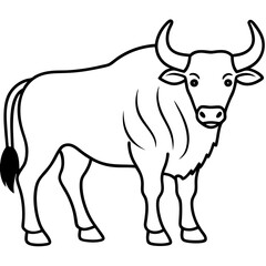 One-Line Buffalo Vector Illustration