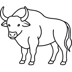 One-Line Buffalo Vector Illustration