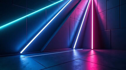 Futuristic abstract background, purple neon lights,3D rendering, cyberpunk aesthetic,  minimalist design,