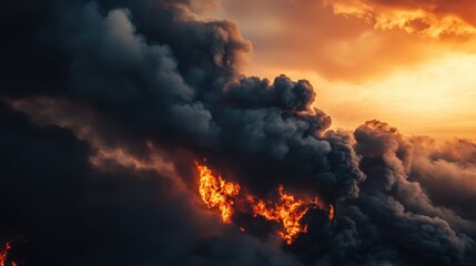 Intense Wildfire Smoke at Sunset