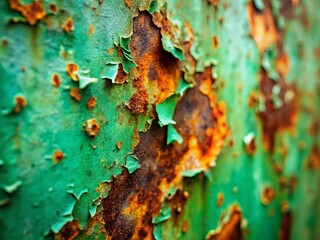 Fototapeta premium Weathered Green Metal Plate - Urban Exploration Texture Background