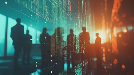 abstract professional business team people connection of line from nail node to node on Smart digital cityscap and skyline background , Innovation networking concept