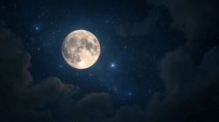 Fototapeta premium beautiful moon and stars in the dark sky