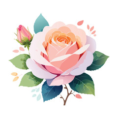 A highly detailed vector rose with realistic petals and soft shading