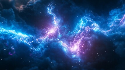 Fototapeta premium Abstract cosmic nebula with blue and purple energy.