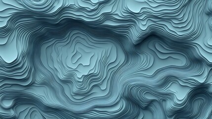 Fototapeta premium Abstract teal topographic map, layered lines, 3D relief.