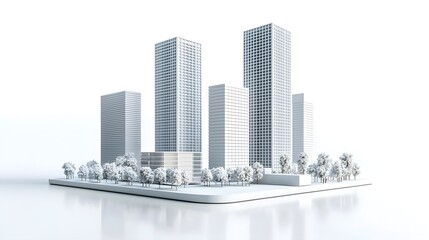 Sleek and Towering Cityscape of Futuristic Skyscrapers in a Modern Architectural Design