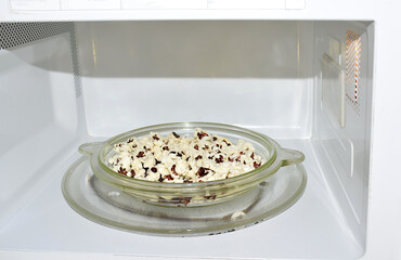 Homemade popcorn in the microwave.
