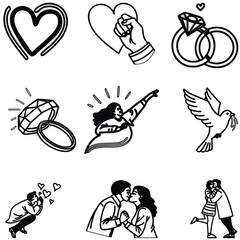 Love bundle icon line art and illustrator eps