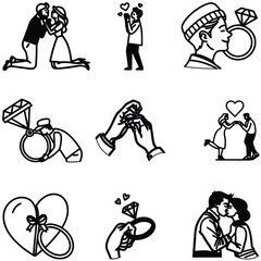 Love bundle icon line art and illustrator eps