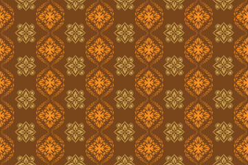 Seamless vintage floral pattern in warm brown and gold tones. This elegant ornamental design features intricate details, making it perfect for textiles, wallpaper, packaging, and digital backgrounds.
