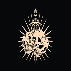 skulls and dagger tattoo vector design