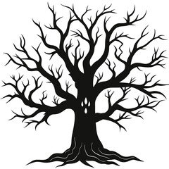 silhouette vector of a haunted tree