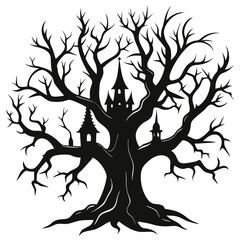 silhouette vector of a gothic tree