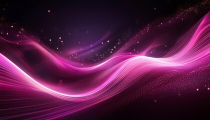 Obraz premium dynamic pink light streaks forming a wave pattern against a dark background, sparkling particles resembling stars