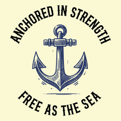 anchored in strength design vector illustration