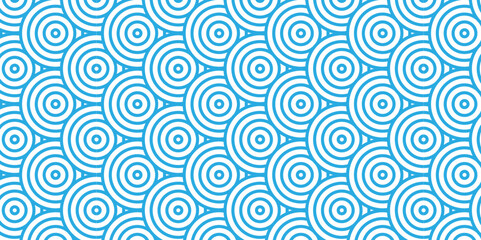 Fototapeta premium Overlapping Pattern Minimal diamond geometric waves spiral transparent and abstract circle wave line. blue seamless tile stripe geometric create retro square line backdrop pattern background.