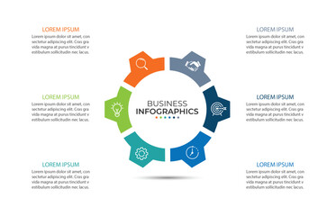6 step process infographic vector element with icon suitable for web presentation and business information