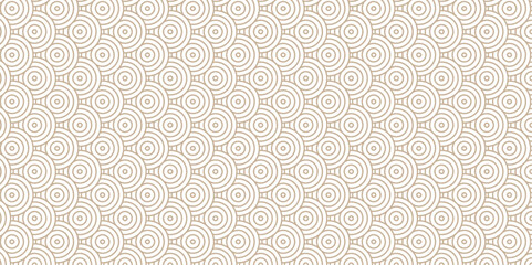 Abstract geometric wave pattern with circles fabric curl Transparent vector backdrop. Seamless overlapping pattern with wave line circle brown composed by round retro background.
