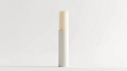 A simple lip balm tube with a fresh, natural look, emphasizing hydration and beauty. White background.