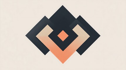 Obraz premium Abstract geometric design with layered shapes. Possible use for backgrounds, covers, or minimalist branding