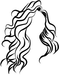 Hairstyle. Hand drawn vector isolated sketch. Long layers