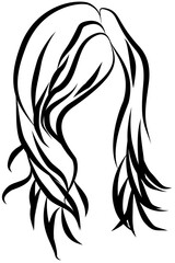 Hairstyle. Hand drawn vector isolated sketch. Long layers