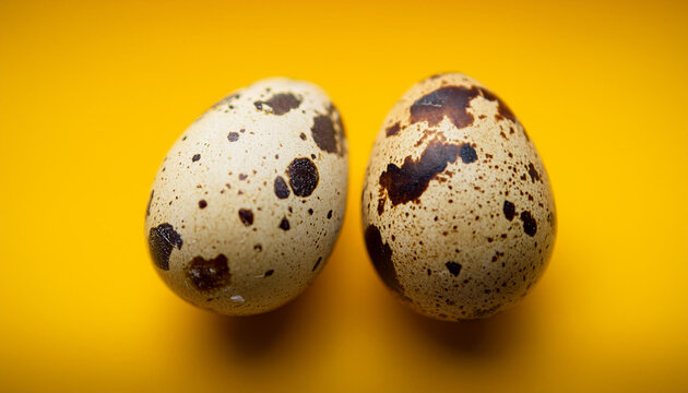 4 quail eggs mendacity on bright yellow history