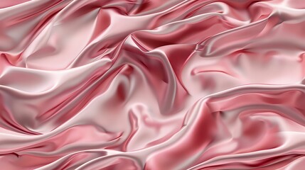 Fototapeta premium Luxurious pink silk fabric with soft waves and folds creating elegant drapery texture. Smooth satin material with gentle highlights and shadows for fashion backgrounds.