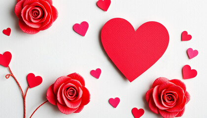 Celebrating Love With Vibrant Hearts and Roses on a Pastel Background for Valentine's Day