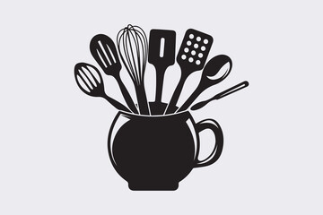 Elegant Baking Utensil Wreath Logo vector