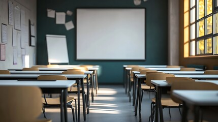 Bright colorful classroom interior modern well lit learning space cheerful inviting decor