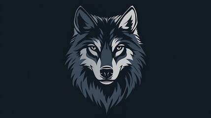 Fototapeta premium Stylized wolf head graphic design, dark background, suitable for logo or poster