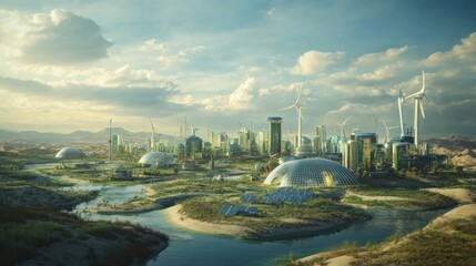 Fototapeta premium Eco-City of Tomorrow: Sustainable Urban Landscape