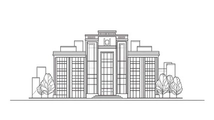 Obraz premium Architectural drawing of a building facade with city background