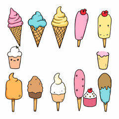 Ice cream seamless pattern, Set ice cream  vector