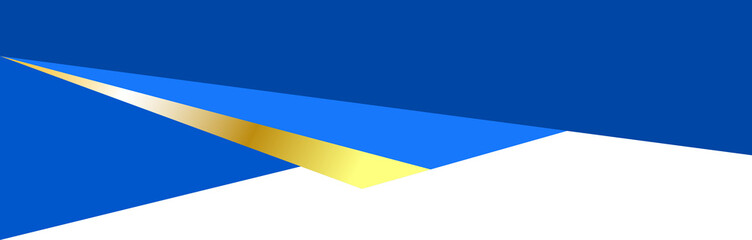Border shape for banner design. Blue header section with golden line. Abstract bottom for web page. Curved divider template. Wavy horizontal separator